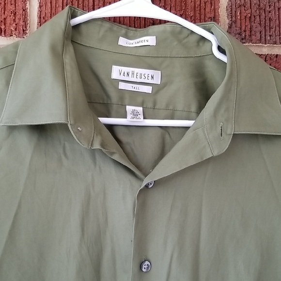 Van Heusen Lux Sage Green Long Sleeve Button Down Shirt Business Office Career - Picture 6 of 10